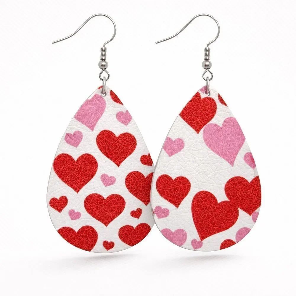 Heart Patterned Teardrop Earrings